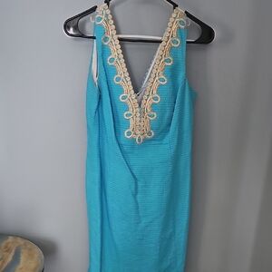 Lilly Pulitzer Turquoise Dress with Gold Detailing